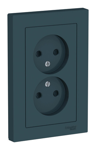 

Розетка двухместная без заземления Systeme Electric ATN000822 AtlasDesign со шторками,16А, в сборе, Изумруд, ATN000822