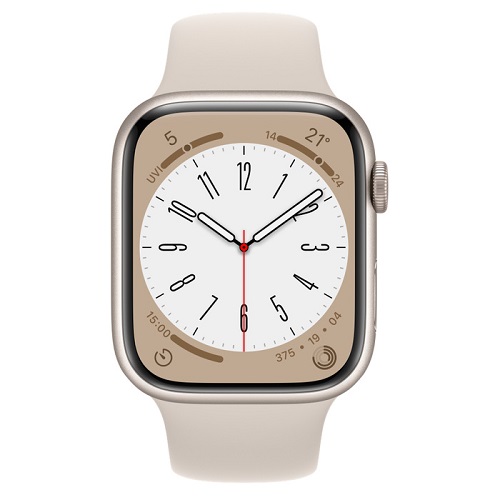 

Часы Apple Watch Series 8 GPS 45mm Starlight Aluminum Case with Starlight Sport Band - M/L, Watch Series 8 GPS 45mm