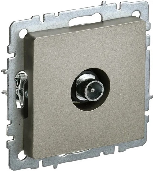

Розетка телевизионная проходная IEK BR-A10-P-K37 BRITE РТВ10-0-БрШ Шампань, BR-A10-P-K37
