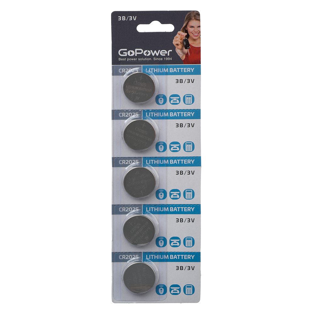 

Батарейка GoPower CR2025 00-00015604 BL5 Lithium 3V (5/100/2000), CR2025