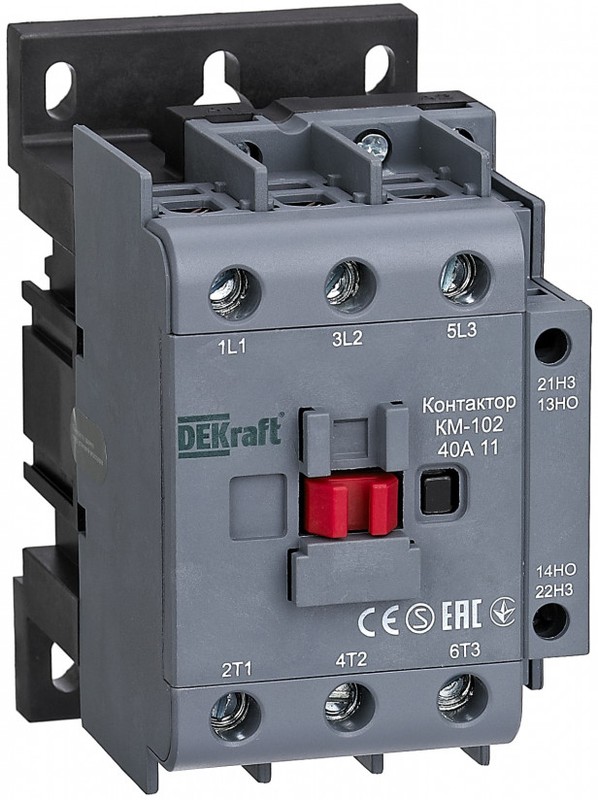 

Контактор DEKraft 22320DEK 40А 110В АС3 АС4 1НО+1НЗ КМ-102, 22320DEK