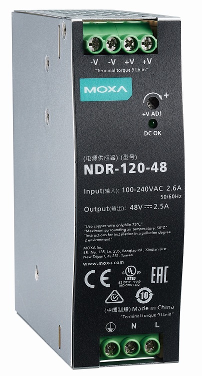 

Блок питания MOXA NDR-120-48 120W Din-Rail 48 VDC Power Supply, 90-264VAC/127-370VDC, 2.5A, NDR-120-48
