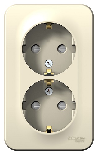 

Розетка Schneider Electric BLNRA011212 2-ая с/з со шторками 16А, 250В, изолир. пластина Молочная наруж, BLNRA011212