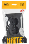 фото Розетка двухместная с заземлением в сборе  IEK BR-R24-16-K53-F