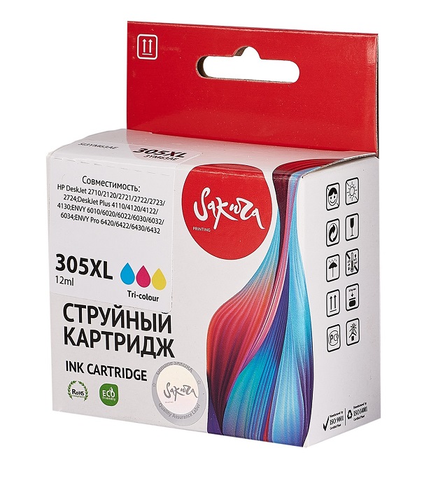 

Картридж струйный Sakura 3YM63AE (№305XL Tri-colour) для HP DeskJet 2710/2120/2721/2722/2723/2724, DeskJet Plus 4110/4120/4122/4130, ENVY 6010/6020/60, 3YM63AE (№305XL Tri-colour)