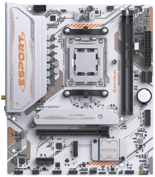 

Материнская плата mATX MAXSUN MS-eSport B850M WIFI ICE (AM5, AMD B850, 2*DDR5, 2*SATA 3.0, 2*M.2, WiFi, BT, USB 3.2, USB 2.0, USB Type-C, PCIe, HDMI,, MS-eSport B850M WIFI ICE