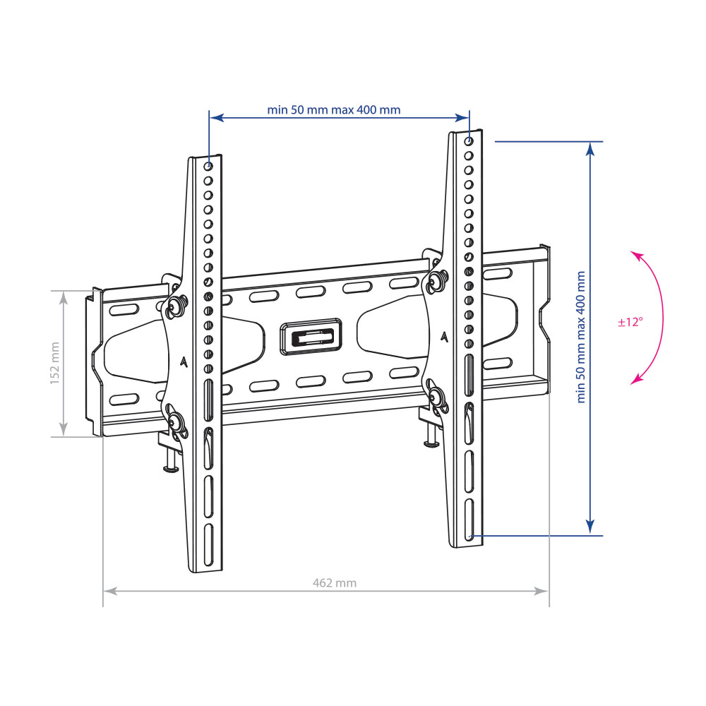 

Кронштейн настенный Kromax STAR-44 Kromax_20162 22-65", макс. 50кг, наклон, VESA 400х400, серый, STAR-44