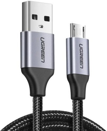 

Кабель UGREEN US290 60147 USB 2.0 A/Micro USB, Nickel Plating Alu Braid, 1.5м, grey/black, US290