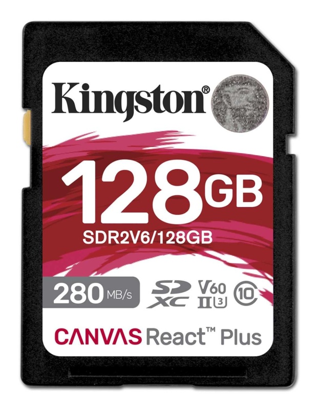 

Карта памяти SDXC 128GB Kingston SDR2V6/128GB Canvas React Plus UHS-I Class U3 V60, 280R/100W, SDR2V6/128GB