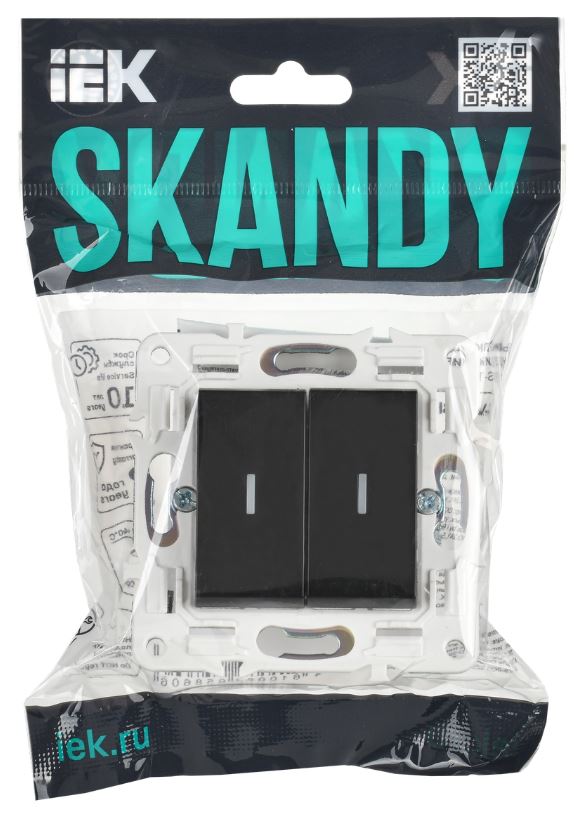 

Выключатель двухклавишный с подсветкой IEK SK-V20-1-10-K02 SKANDY 10А SK-V09Bl черная, SK-V20-1-10-K02