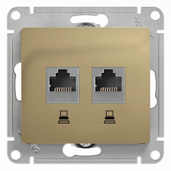 

Розетка Schneider Electric GSL000485KK 2-ая компьютерная RJ45+RJ45, кат.5E титан, GSL000485KK