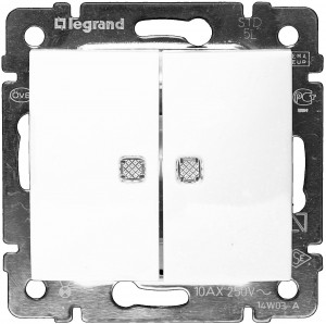 

Переключатель Legrand 774212 Valena двухклавишный на два направления с подсветкой (белый), 774212