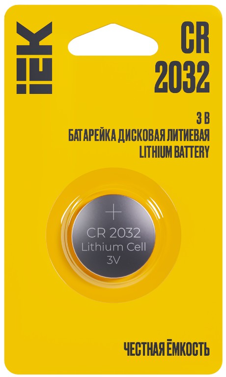 

Батарейка IEK ABT-CR2032-OP-L01 дисковая литиевая CR2032 (1шт/блистер), ABT-CR2032-OP-L01