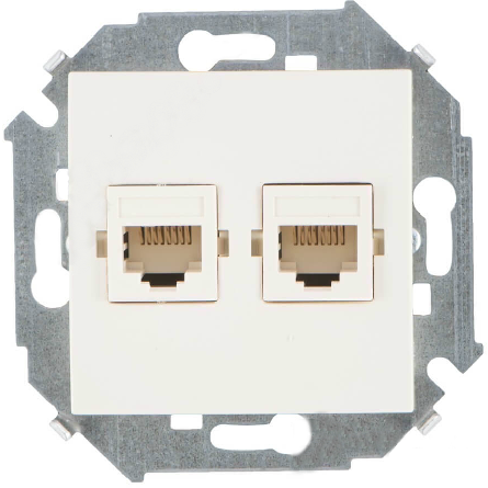 

Розетка Simon 1591552-031 компьютерная двойная 2xRJ45 кат.5e (AMP), слоновая кость, 1591552-031