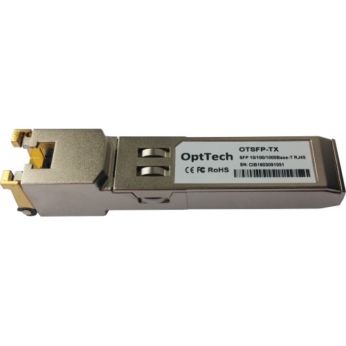 

Модуль SFP OptTech OTSFP-TX Gigabit Ethernet 1000Base-T,возможность горячей замены,RJ45, OTSFP-TX
