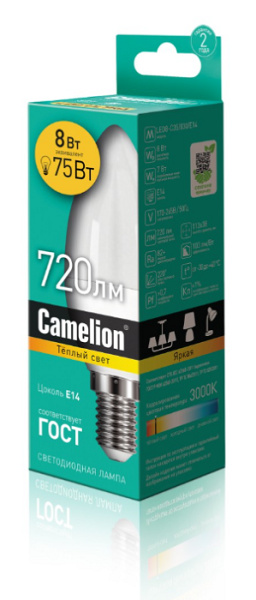 фото Лампа светодиодная Camelion LED8-C35/830/E14 в Уфе