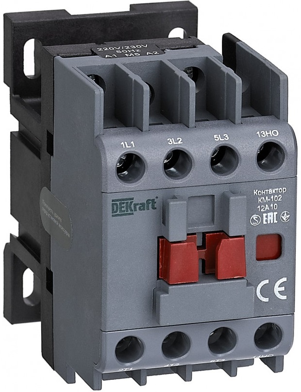 

Контактор DEKraft 22039DEK 12А 380В/400В АС3 АС4 1НЗ КМ-102, 22039DEK