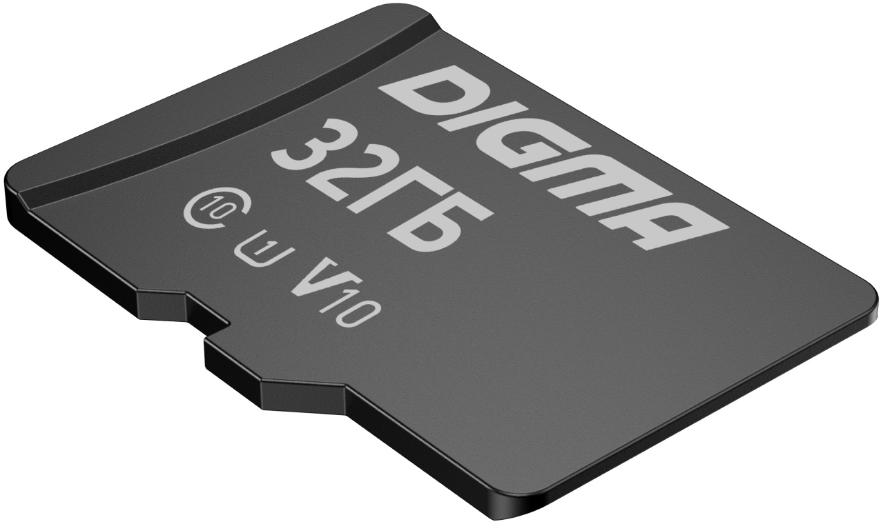 

Карта памяти MicroSDHC 32GB Digma CARD10 DGFCA032A01 V10 + adapter, CARD10