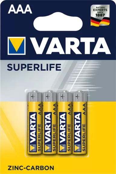 

Батарейка Varta SUPERLIFE R03 AAA 02003101414 BL4 Heavy Duty 1.5V (2003) (4/48/240), SUPERLIFE R03 AAA