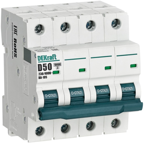 Изображение товара Автоматический выключатель DEKraft 13242DEK для защиты цепей IP20 50 А 400 В