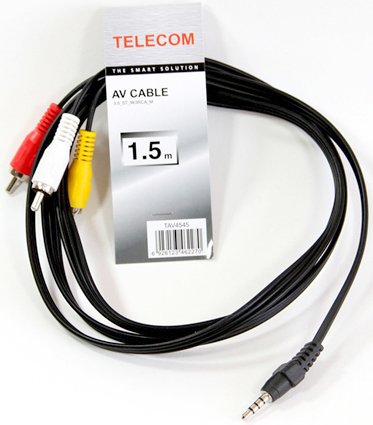 

Кабель Telecom TAV4545-1.5M 3.5 Jack (M) - 3 RCA (M), 1.5m, TAV4545-1.5M