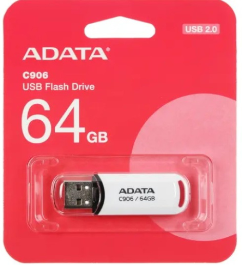 Изображение товара Флеш-накопитель ADATA C906 64 ГБ USB 2.0 белый компактный