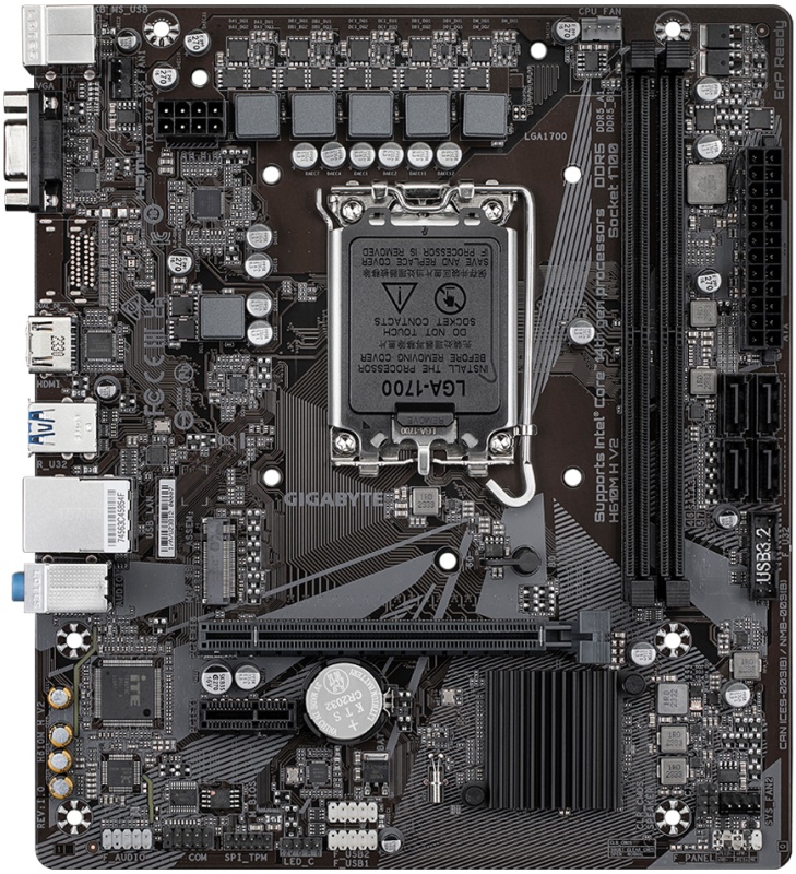 

Материнская плата mATX GIGABYTE H610M H V2 (LGA1700, 2*DDR5(5600), 4*SATA, M.2, 2*PCIe, Glan, VGA, HDMI, 4*USB 2.0, 2*USB 3.0), H610M H V2