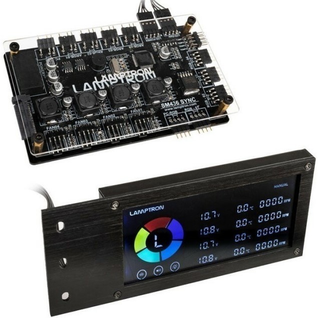

Панель управления вентиляторами Lamptron LAMP-CA410B и подсветкой SM436 Sync Edition PCI RGB-Lüfter und LED-Controller -Black, LAMP-CA410B