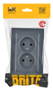 фото Розетка двухместная без заземления в сборе  IEK BR-R20-10-K35-F