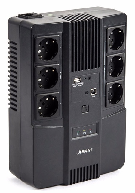 

Источник бесперебойного питания Бастион SKAT-UPS 800 AI 6 выходных разъемов (3 шт. CEE 7/4 (розетка с заземлением) с питанием от АКБ, 3 шт. CEE 7/4 (р, SKAT-UPS 800 AI