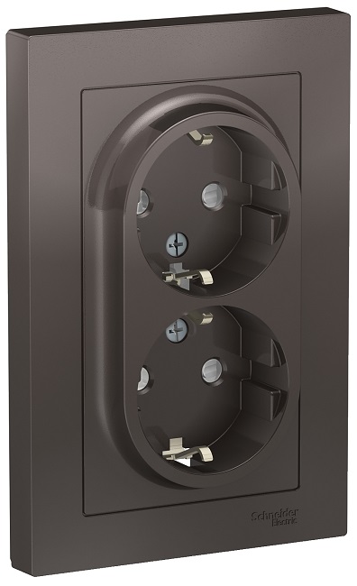 

Розетка Schneider Electric ATN000626 AtlasDesign, двойная, с заземлением, со шторками, 16А, в сборе, мокко, ATN000626