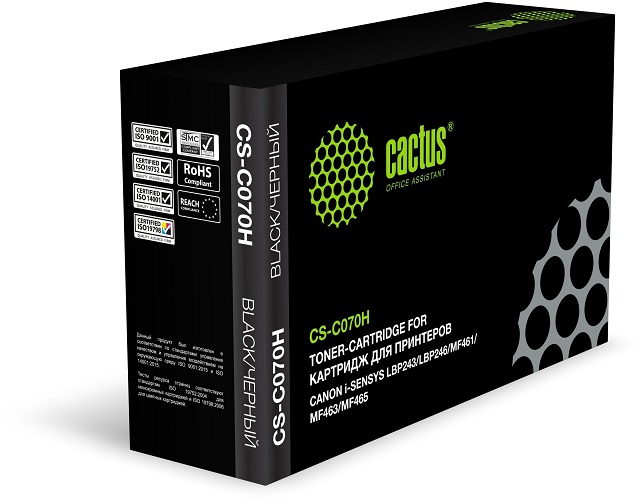 

Картридж лазерный Cactus CS-C070H 070H черный (10200стр.) для Canon i-SENSYS LBP243/LBP246/MF461/MF463/MF465, CS-C070H 070H