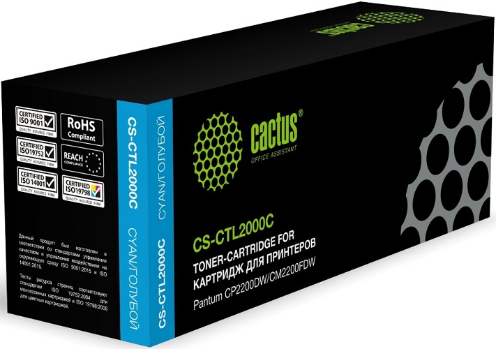 

Картридж лазерный Cactus CS-CTL2000C голубой (1500стр.) для Pantum CP2200DW/CM2200FDW, CS-CTL2000C