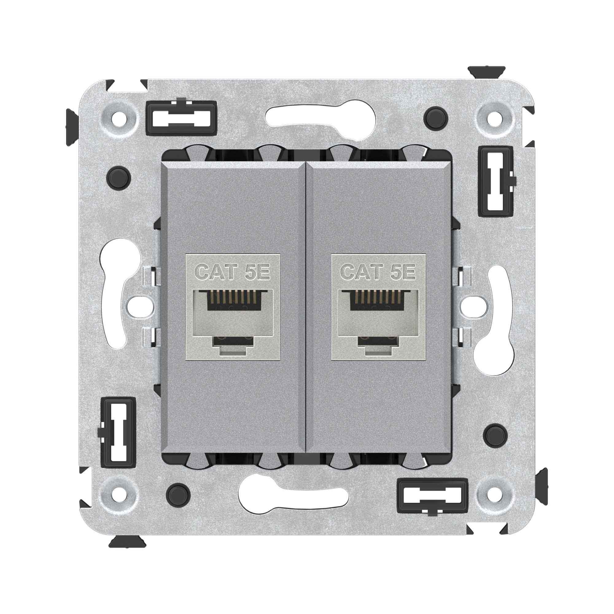 

Розетка компьютерная DKC 4404764 RJ-45 без шторки в стену, кат.5e двойная экранированная, "Закаленная сталь", "Avanti", 4404764