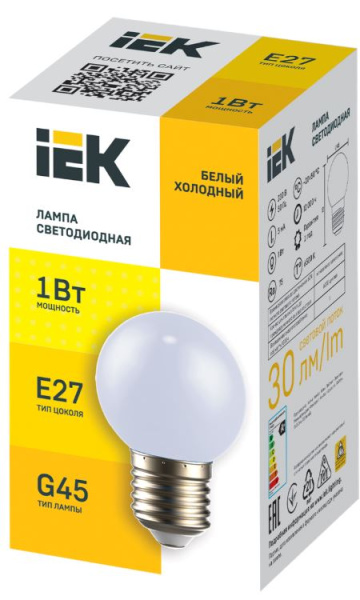 фото Лампа светодиодная IEK LLE-G45-1-230-W-E27 в Перми