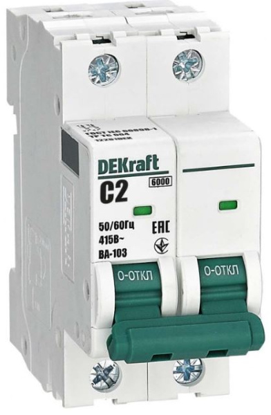 Изображение товара Автоматический выключатель DEKraft 12281DEK 2П 6 кА IP20 для защиты цепей