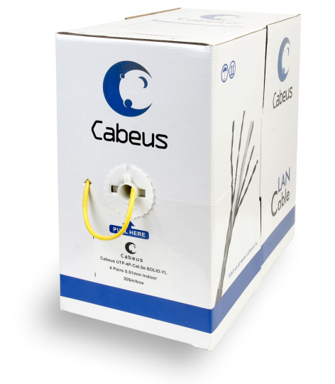 фото Кабель витая пара U/UTP 5e кат. 4 пары Cabeus UTP-4P-Cat.5e-SOLID-YL в Перми