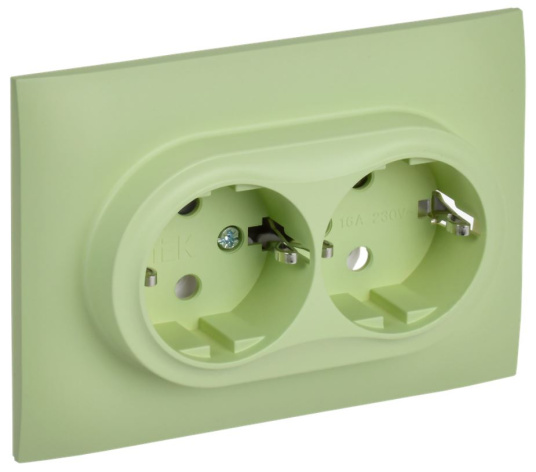фото Розетка двухместная с заземлением в сборе IEK SK-R21-16-K06-F в Казани
