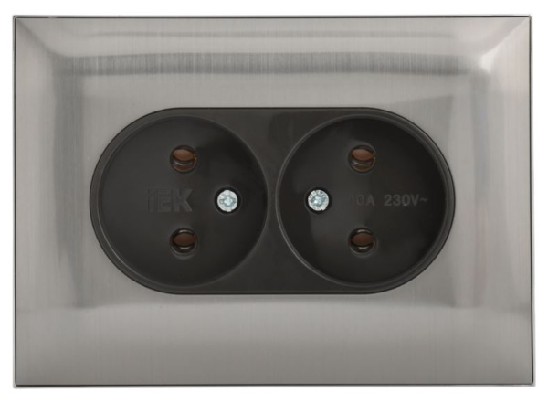 фото Розетка двухместная без заземления  IEK SK-R20-10-K50-F в Санкт-Петербургe