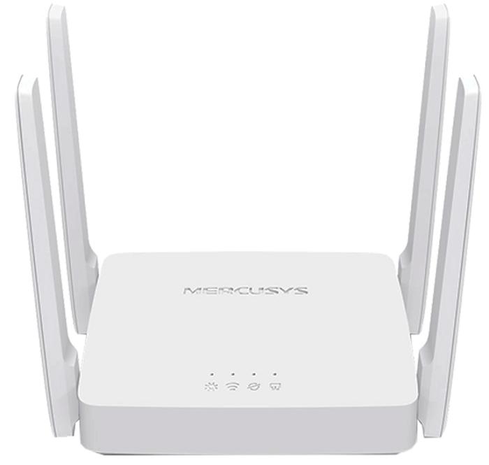 

Роутер Mercusys AC10 AC1200, до 300 Мбит/с на 2,4 ГГц и до 867 Мбит/с на 5 ГГц, WAN 10/100 Мбит/с, 2*LAN 10/100 Мбит/с, 4 внешние антенны 5 дБи, IPTV,, AC10