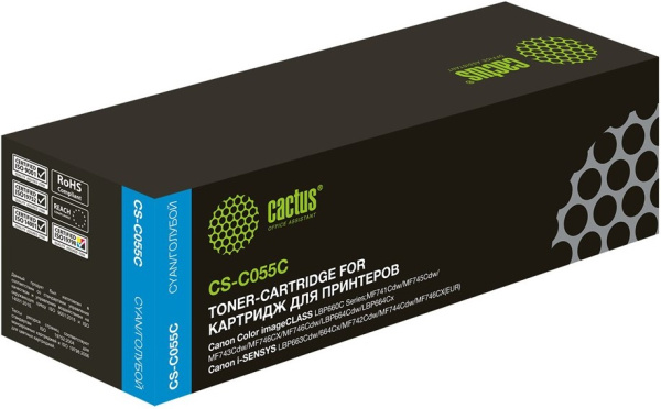 Изображение товара Картридж Cactus CS-C055C для Canon лазерных принтеров и МФУ голубой