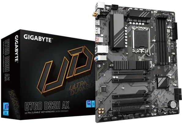 

Материнская плата ATX GIGABYTE B760 DS3H AX (LGA1700, B760, 4*DDR5(7600), 4*SATA 6 Гб/с, M2, Audio, Gb LAN, USB 3.2, USB 2.0, Type-C, DP, HDMI, COM*1, B760 DS3H AX
