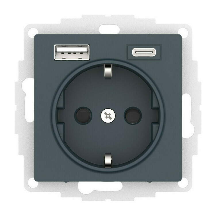 

Розетка с заземлением с 2 USB Systeme Electric ATN000832 AtlasDesign USB A+C, 5В/2,4А/3,0А, 2х5В/1,5А, механизм, Изумруд, ATN000832
