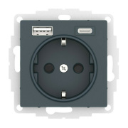 фото Розетка с заземлением с 2 USB Systeme Electric ATN001430