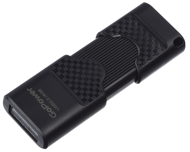 

Накопитель USB 2.0 4GB GoPower 00-00025961 SLIDER, пластик, черный матовый, 00-00025961
