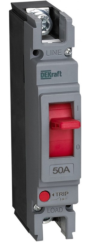 

Автоматический выключатель DEKraft 28012DEK cиловой 1P 50A 20кА, 28012DEK