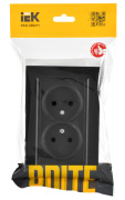 фото Розетка двухместная без заземления в сборе  IEK BR-R20-10-K10-F