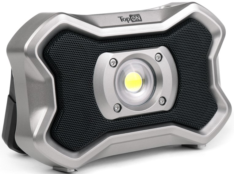 

Фонарь аккумуляторный TopOn TOP-MX2BT LED, 20Вт, 2000лм, 7.4В, 4.0Ач, 29.6Втч, Bluetooth колонка, серый, TOP-MX2BT