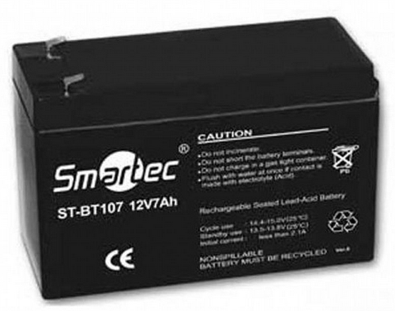 

Аккумулятор Smartec ST-BT107 12 В, 7 Ач, 151x65x95 мм, ST-BT107