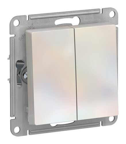 

Выключатель двухклавишный кнопочный Systeme Electric ATN000417 AtlasDesign сх.2, 10А, механизм, Жемчуг, ATN000417